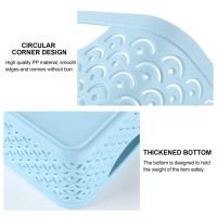 Starvast 5 Pack Plastic Storage Baskets, Portable Blue Fish Scale Pattern Hollow Desktop Storage Bin Box With Handle For Kitchen, Bathroom, Kids Room Or Nursery Storage - 9.4 X 7.1 X 4.1 Inches