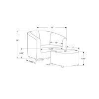 Monarch Specialties 2Piece Set Childrens Barrel Design Armchair with OttomanUpholstered Toddler and Kids Juvenile Chair Grey