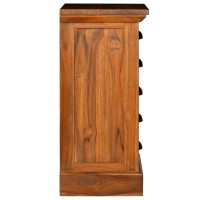 Vidaxl Solid Teak Wood 5-Drawer Cabinet Chest Of Drawer Storage Sideboard Side Wooden Cabinet Dresser High Board Living Room Home Interior