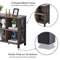 Fatorri 8 Cube Storage Organizer Bookshelf, Rustic Wood Cubby Bookcase, Industrial Horizontal Long Shelf For Living Room (Walnut Brown, 62 Inch)