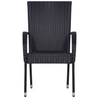 Vidaxl Stackable Patio Chairs, 6 Pcs, Outdoor Patio Dining Chair With Armrest, Stackable Outdoor Wicker Chair For Patio Garden Yard, Poly Rattan Black