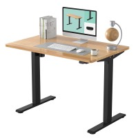 Flexispot Standing Desk 48 X 24 Inches Height Adjustable Desk Electric Sit Stand Desk Home Office Desks Whole-Piece Desk Board (Black Frame + 48 In Maple Top 2 Packages)