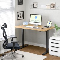 Flexispot Standing Desk 48 X 24 Inches Height Adjustable Desk Electric Sit Stand Desk Home Office Desks Whole-Piece Desk Board (Black Frame + 48 In Maple Top 2 Packages)