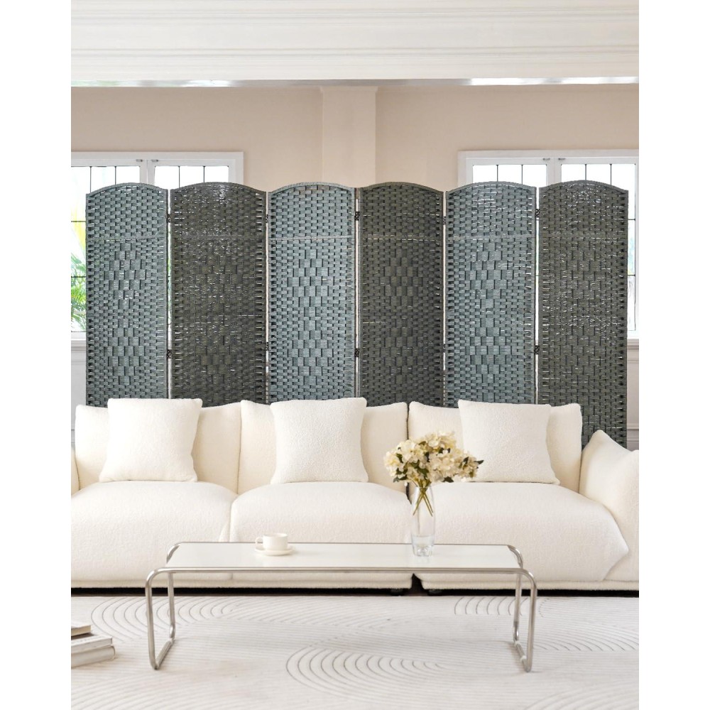 Jostyle 6Ft. Tall Extra Wide, Folding Privacy Screens With Diamond Double-Weave And Freestanding Room Dividers(Grey, 6-Panel)