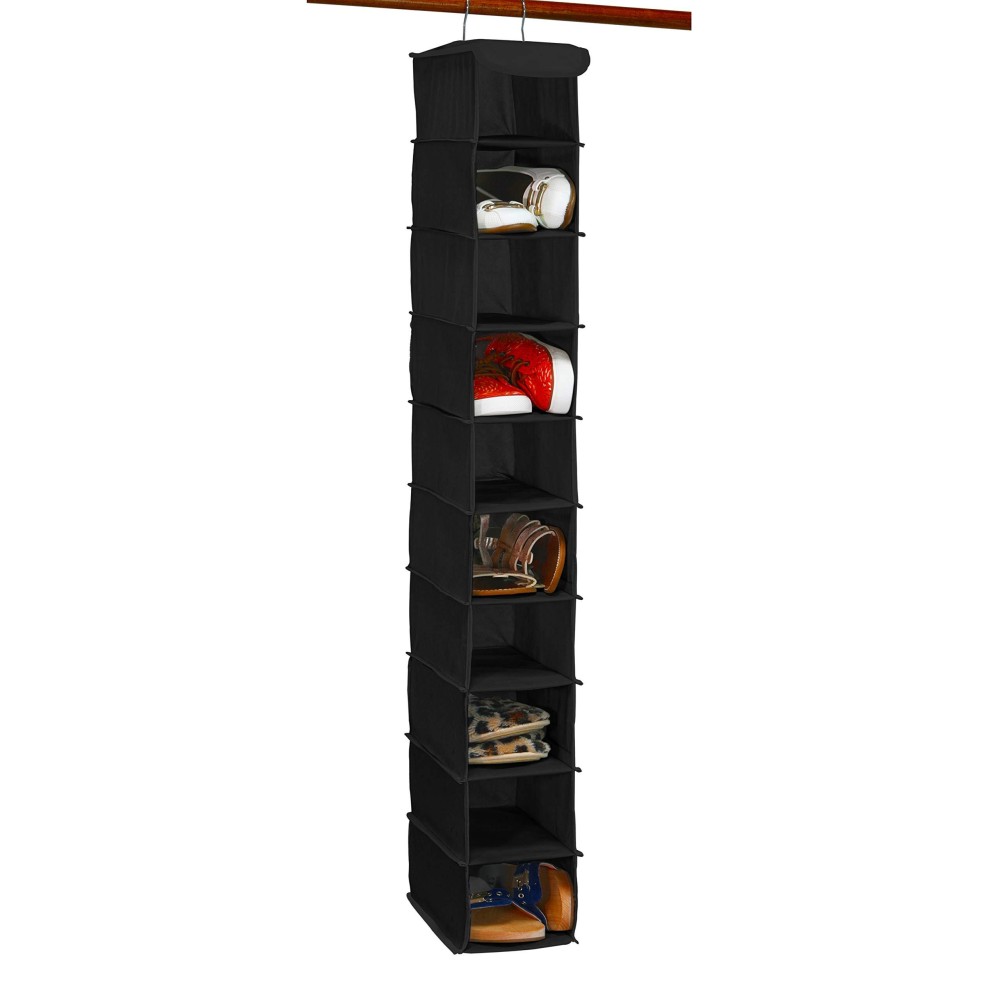 Simple Houseware 10 Shelves Closet Hanging Shoe Organizer Black