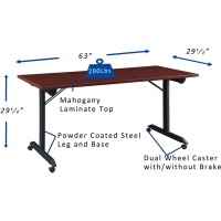 Lorell Mobile Folding Training Table, Brown,Powder Coated