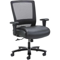 Lorell Heavyduty Mesh Task Chair Black Leather Polyurethane Seat Black Armrest 1 Each