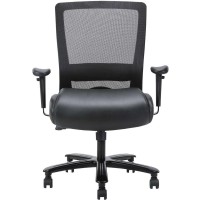 Lorell Heavyduty Mesh Task Chair Black Leather Polyurethane Seat Black Armrest 1 Each