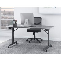 Lorell Mobile Folding Training Table, Gray,Powder Coated