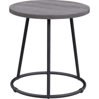 Lorell Round Side End Table, Weathered Charcoal,Powder Coated