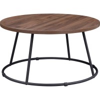 Lorell Round Coffee Table, Mahogany,Powder Coated