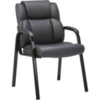 Lorell Bonded Leather High-Back Guest Chair, 36.9