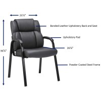 Lorell Bonded Leather High-Back Guest Chair, 36.9