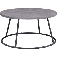 Lorell Round Coffee Table, Weathered Charcoal,Powder Coated