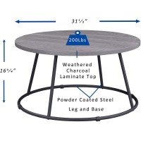 Lorell Round Coffee Table, Weathered Charcoal,Powder Coated