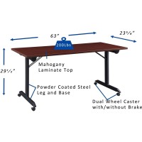 Lorell Mobile Folding Training Table, Mahogany,Powder Coated