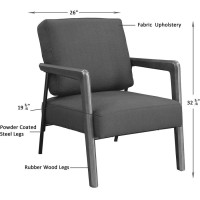 Llr67000 - Lorell Fabric Back/Seat Rubber Wood Lounge Chair