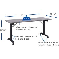Lorell Mobile Folding Training Table, Weathered Charcoal,Powder Coated