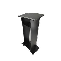 Acrylic Church Podium Pulpit Debate Conference Lectern Plexiglass Lucite Black Wood Shelf Cup Holder On Wheels 1803-5-Black