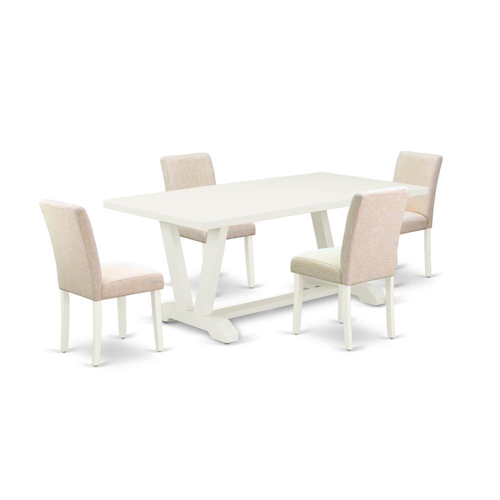 East West Furniture 5Piece Mid Century Dining Table Set Included 4 Padded Parson Chairs Upholstered Seat and Stylish Chair Back