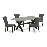 East West Furniture 5Piece Kitchen Dining Table Set Included 4 Parson Dining chairs Upholstered Seat and High Button Tufted Cha