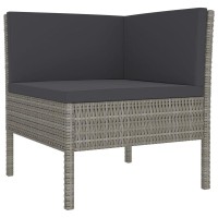 vidaXL 6 Piece Garden Lounge Set with Cushions Poly Rattan Gray 3056984