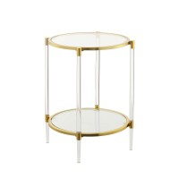 Convenience Concepts Royal Crest 2 Tier Acrylic Glass End Table Glassgold