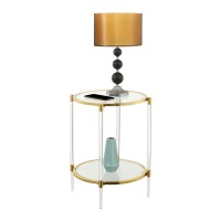 Convenience Concepts Royal Crest 2 Tier Acrylic Glass End Table Glassgold