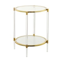 Convenience Concepts Royal Crest 2 Tier Acrylic Glass End Table Glassgold