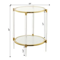 Convenience Concepts Royal Crest 2 Tier Acrylic Glass End Table Glassgold