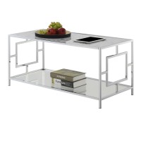 Town Square Chrome Coffee Table With Shelf White Faux Marblechrome