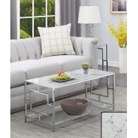 Town Square Chrome Coffee Table With Shelf White Faux Marblechrome