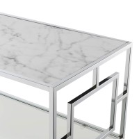 Town Square Chrome Coffee Table With Shelf White Faux Marblechrome