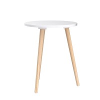 Apicizon Round Side Table, White Nightstand Coffee End Table For Living Room, Bedroom, Small Spaces, Easy Assembly Modern Home Decor Bedside Table With Natural Wood Legs, 16.5 X 20.5 Inches