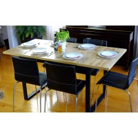 Inspirer Studio Modern Style Extendible Dining Table Mdf With Black Metal Legs In Light Brown Wooden Color