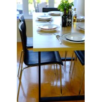 Inspirer Studio Modern Style Extendible Dining Table Mdf With Black Metal Legs In Light Brown Wooden Color