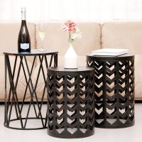 Ym Set Of 3 Heavyduty Round End Table Side Table Coffee Table For Indoor Multifunctional Use Outdoor Decorative Garden Stoo