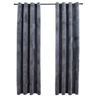 vidaXL Blackout Curtains with Rings 2 pcs Anthracite 54x95 Velvet 134815