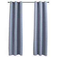 vidaXL 2X Blackout Curtain with Rings Window Blind Covering Drape Drapery Interior Indoor Privacy Bedroom Living Room Gray 37x6