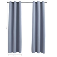 vidaXL 2X Blackout Curtain with Rings Window Blind Covering Drape Drapery Interior Indoor Privacy Bedroom Living Room Gray 37x6