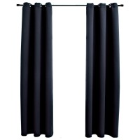 vidaXL Blackout Curtains with Rings 2 pcs Black 37x84 Fabric 134835
