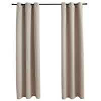 vidaXL Blackout Curtains with Rings 2 pcs Beige 37x63 Fabric 134852