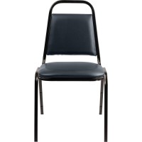 Nps 9100 Series Vinyl Upholstered Stack Chair, Midnight Blue Seat, Black Sandtex Frame