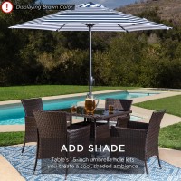 Best Choice Products 5Piece Indoor Outdoor Wicker Dining Set Furniture For Patio Backyard Wsquare Glass Tabletop Umbrella Cu