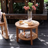 Cambridge Casual Indonesian Plantation Teak Arie Patio Side Table  24 Inch/Natural Teak