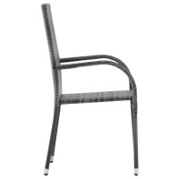 Vidaxl Stackable Patio Chairs, 6 Pcs, Outdoor Patio Dining Chair With Armrest, Stackable Outdoor Wicker Chair For Patio Garden Yard, Poly Rattan Gray