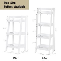 Utex 4-Tier Ladder Shelf, Bathroom Shelf Freestanding, 4-Shelf Spacesaver Open Wood Shelving Unit, Ladder Shelf (White)