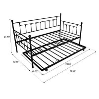 Daybed With A Trundle Twin Size ,Daybed Metal Frame With Pullout Trundle For Kids Teens And Adults, No Box Spring Needed (Black)