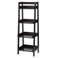 Utex 4-Tier Ladder Shelf, Bathroom Shelf Freestanding, 4-Shelf Spacesaver Open Wood Shelving Unit, Ladder Shelf (Espresso)