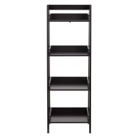 Utex 4-Tier Ladder Shelf, Bathroom Shelf Freestanding, 4-Shelf Spacesaver Open Wood Shelving Unit, Ladder Shelf (Espresso)